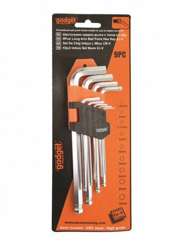Hex key long ball end 9 pcs. set CR-V